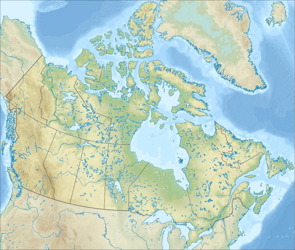 kanada domborzati térkép Domborzati térkép Kanada   Térkép Kanada dombormű (Észak Amerika  kanada domborzati térkép